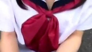 Japanese girl blows 2 guys on the street