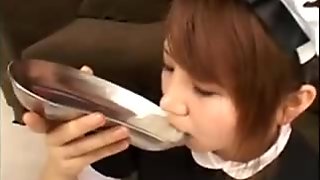 Kinky Japanese maid has a river of hot semen flowing down h