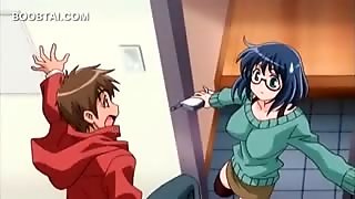 Big titted anime girl rubbing her dripping cunt