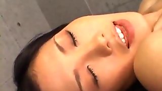 Yui Komine has aroused cunt and mouth filled with cocks and cum